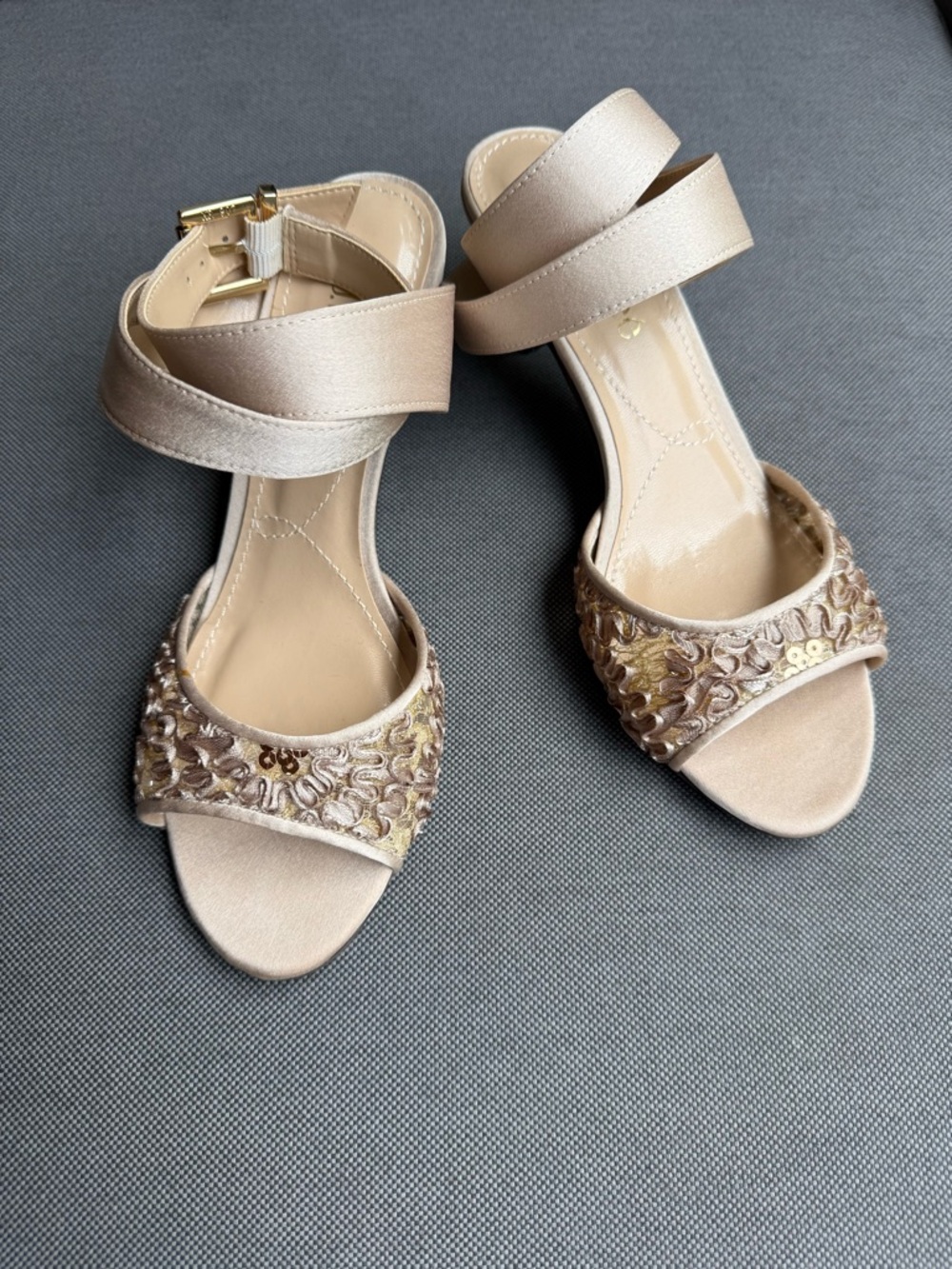 J.Renee Soncino Ankle-Strap Sandals in Champagne